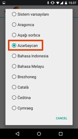Aurora for Android Select Azerbaijani